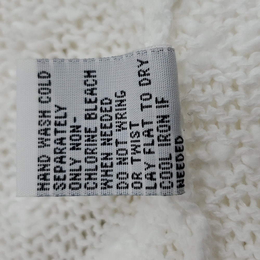 Habitat open knit sweater women's medium white textured cotton shell buttons - Picture 9 of 12